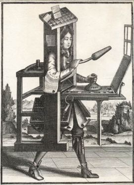 Man inside a printing machine image
